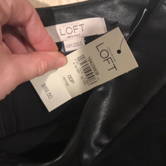 NWT black loft skirt with faux letter piping 00P - Picture 6 of 8